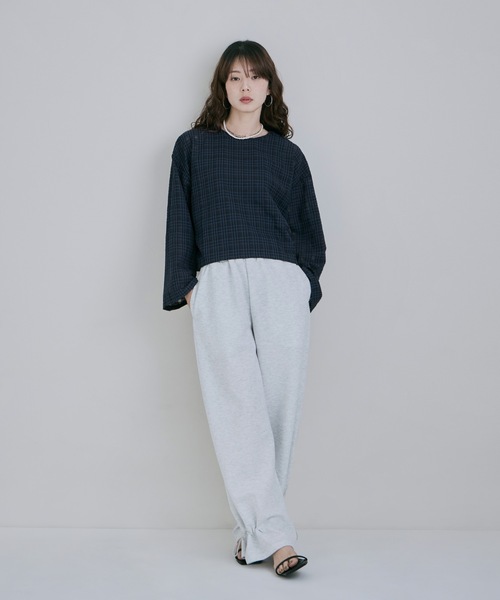 etoll.(エトル)の「2wayチェック柄シアーブラウス(Tシャツ/カットソー・レディース・ホワイト/ネイビー/キャメル・M)」の17枚目の写真