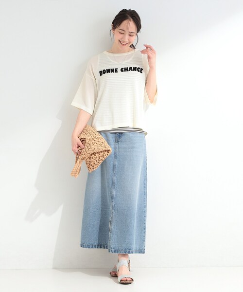 SHOO・LA・RUE（シューラルー）の「【体型カバー】程よい透け感 デザインアソート 5分袖シアーニット（ニット/セーター・レディース・ブラック系1/パープル系2/ホワイト系3/ブラウン系1・00）」の22枚目の写真