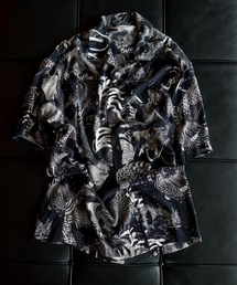 BLACK ALOHA レーヨンチリメンオープンカラーシャツ