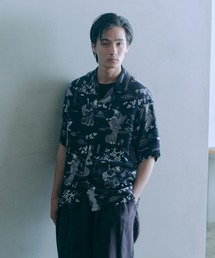 BLACK ALOHA レーヨンチリメンオープンカラーシャツ
