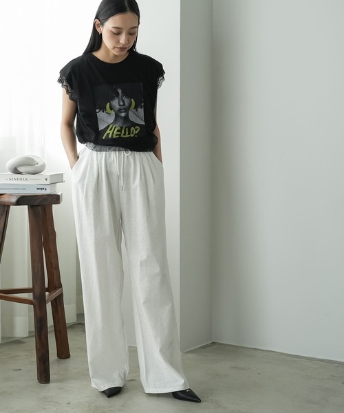 mili an deni(ミリアンデニ)の「シャイニードットイージーパンツ(その他パンツ・レディース・サックスブルー/アイボリー/ブラック・M)」の6枚目の写真