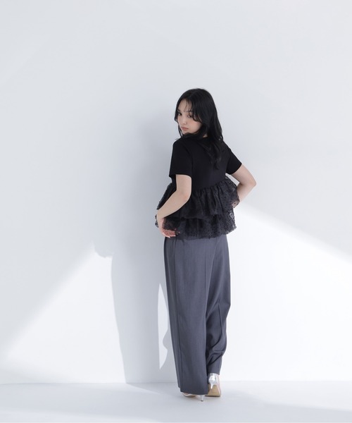 NATURAL BEAUTY BASIC（ナチュラルビューティーベーシック）の「【追加生産予約】カットドビーティアードカットソー（Tシャツ/カットソー・レディース・ピンクベージュ/ブラック・ﾌﾘ-）」の11枚目の写真