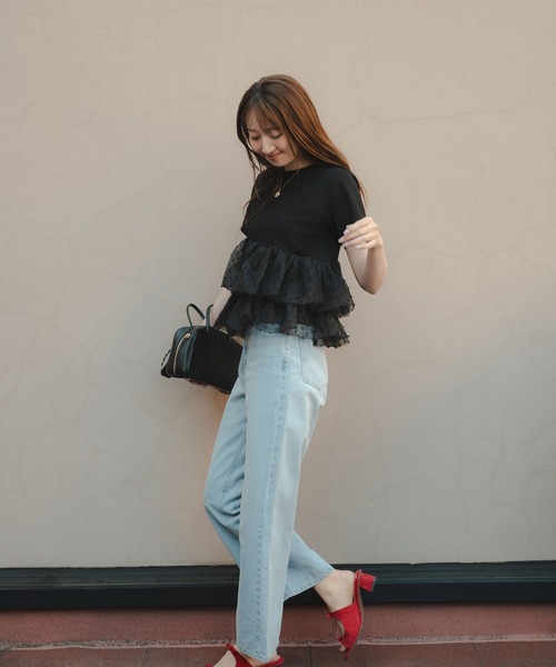 NATURAL BEAUTY BASIC（ナチュラルビューティーベーシック）の「【追加生産予約】カットドビーティアードカットソー（Tシャツ/カットソー・レディース・ピンクベージュ/ブラック・ﾌﾘ-）」の19枚目の写真