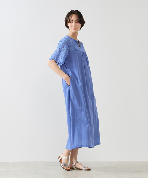 MELROSE claire(メルローズ クレール)の「【スカラップ刺しゅう切替スキッパーワンピース】(ワンピース・レディース・ロイヤルブルー/ブラック・FREE)」の7枚目の写真