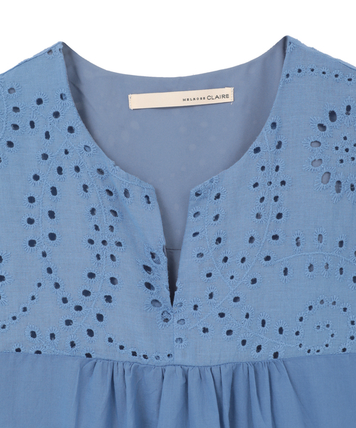 MELROSE claire(メルローズ クレール)の「【スカラップ刺しゅう切替スキッパーワンピース】(ワンピース・レディース・ロイヤルブルー/ブラック・FREE)」の11枚目の写真