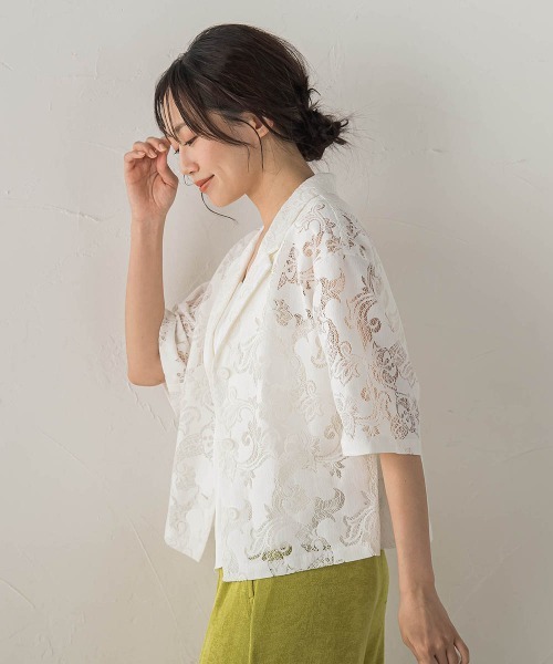 Droite lautreamont(ドロワットロートレアモン)の「PAISLEY COTTON LACEブラウス(シャツ/ブラウス・レディース・オフホワイト/ブラック・M)」の5枚目の写真