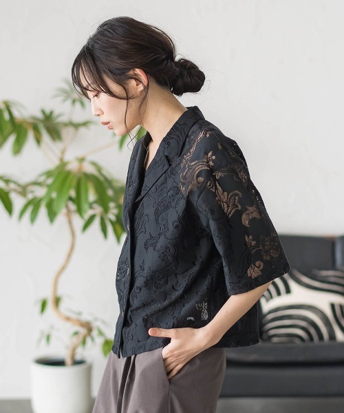 Droite lautreamont(ドロワットロートレアモン)の「PAISLEY COTTON LACEブラウス(シャツ/ブラウス・レディース・オフホワイト/ブラック・M)」の14枚目の写真