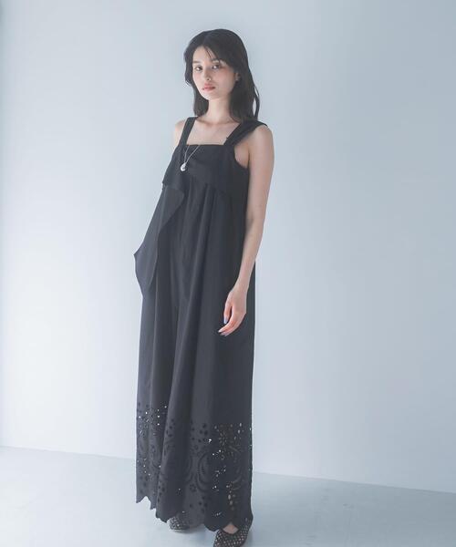 URBAN RESEARCH ROSSO WOMEN（アーバンリサーチ　ロッソ）の「コットンエンブロイダリーオールインワン（その他パンツ・レディース・ホワイト/ブラック・36/38）」の3枚目の写真