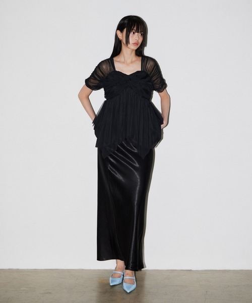 セール】サテンナロースカートセットアップドレス / satin narrow