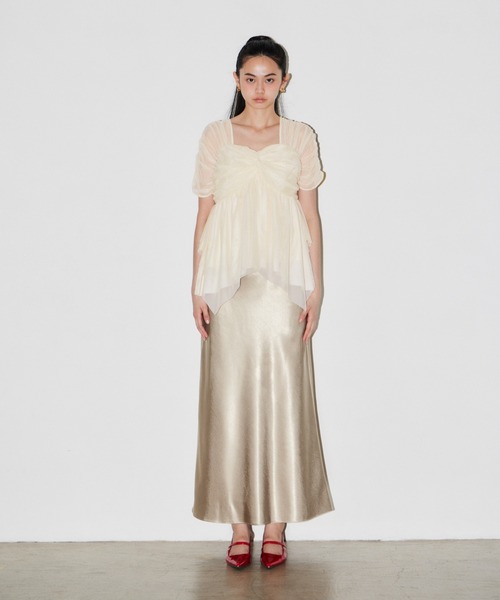 ANDRESD（アンドレスド）の「サテンナロースカートセットアップドレス / satin narrow skirt setup dress（ドレス・レディース・ブラック/ベージュ・S/L/M）」の6枚目の写真