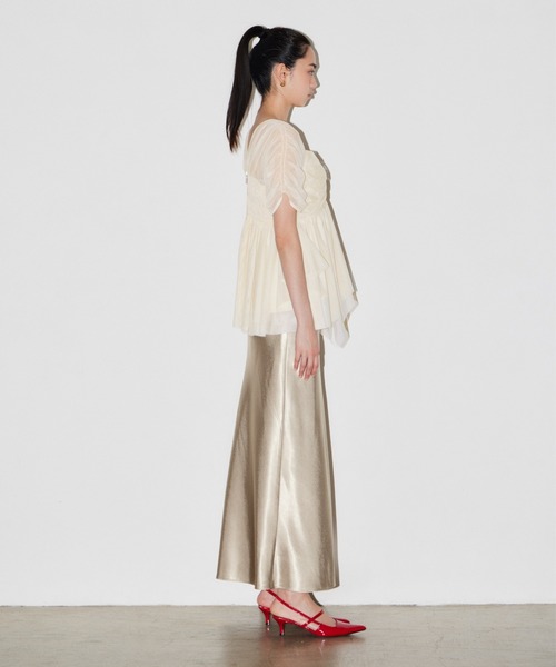 ANDRESD（アンドレスド）の「サテンナロースカートセットアップドレス / satin narrow skirt setup dress（ドレス・レディース・ブラック/ベージュ・S/L/M）」の3枚目の写真