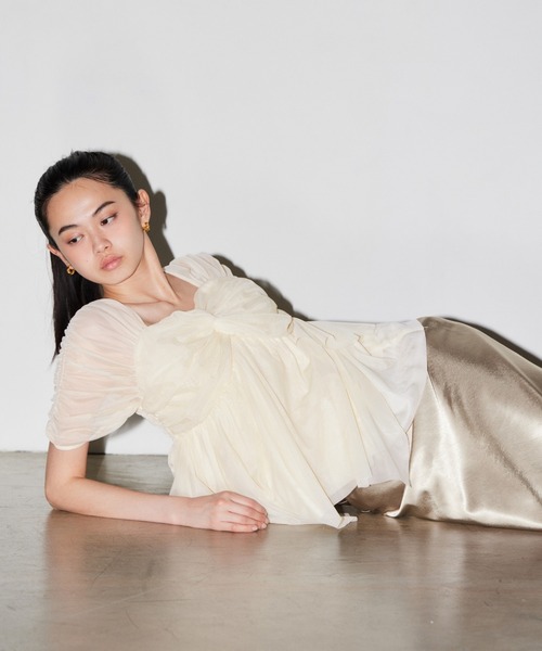 ANDRESD（アンドレスド）の「サテンナロースカートセットアップドレス / satin narrow skirt setup dress（ドレス・レディース・ブラック/ベージュ・S/L/M）」の8枚目の写真