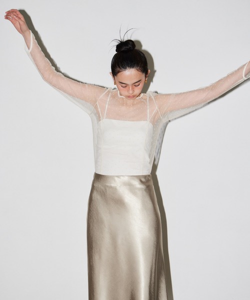 ANDRESD（アンドレスド）の「サテンナロースカートセットアップドレス / satin narrow skirt setup dress（ドレス・レディース・ブラック/ベージュ・S/L/M）」の22枚目の写真