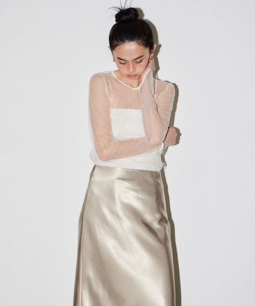 ANDRESD（アンドレスド）の「サテンナロースカートセットアップドレス / satin narrow skirt setup dress（ドレス・レディース・ブラック/ベージュ・S/L/M）」の21枚目の写真