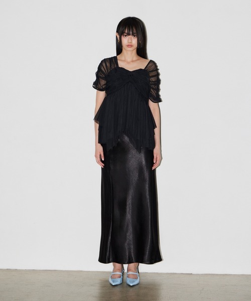 ANDRESD（アンドレスド）の「サテンナロースカートセットアップドレス / satin narrow skirt setup dress（ドレス・レディース・ブラック/ベージュ・S/L/M）」の13枚目の写真