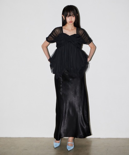 ANDRESD（アンドレスド）の「サテンナロースカートセットアップドレス / satin narrow skirt setup dress（ドレス・レディース・ブラック/ベージュ・S/L/M）」の20枚目の写真