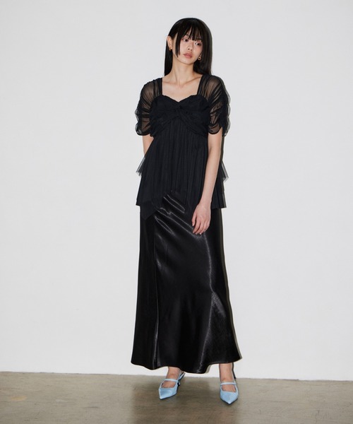 ANDRESD（アンドレスド）の「サテンナロースカートセットアップドレス / satin narrow skirt setup dress（ドレス・レディース・ブラック/ベージュ・S/L/M）」の19枚目の写真