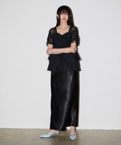 ANDRESD（アンドレスド）の「サテンナロースカートセットアップドレス / satin narrow skirt setup dress（ドレス・レディース・ブラック/ベージュ・S/L/M）」の18枚目の写真