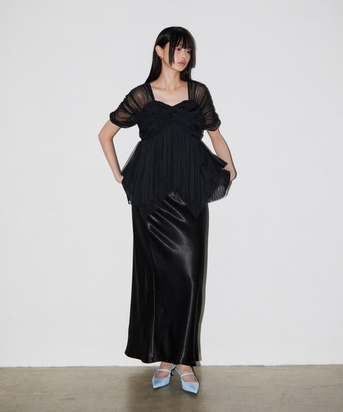 ANDRESD（アンドレスド）の「サテンナロースカートセットアップドレス / satin narrow skirt setup dress（ドレス・レディース・ブラック/ベージュ・S/L/M）」の17枚目の写真
