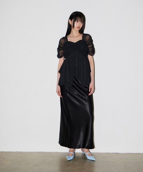 ANDRESD（アンドレスド）の「サテンナロースカートセットアップドレス / satin narrow skirt setup dress（ドレス・レディース・ブラック/ベージュ・S/L/M）」の16枚目の写真