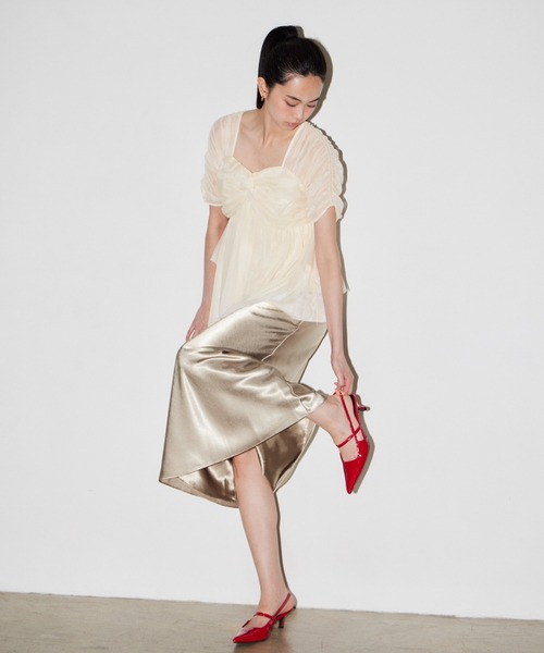 ANDRESD（アンドレスド）の「サテンナロースカートセットアップドレス / satin narrow skirt setup dress（ドレス・レディース・ブラック/ベージュ・S/L/M）」の9枚目の写真
