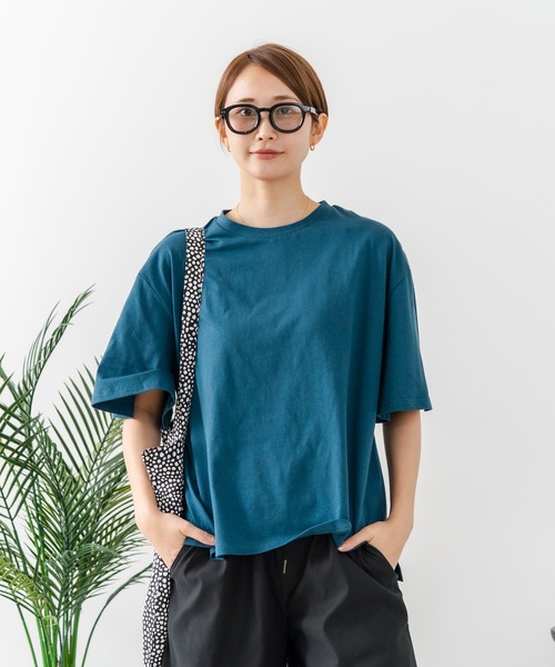 fort point(フォーポイント)の「【C-FORTPOINT/フォートポイント】【ベルスリーブで魅せる、大人のこなれTシャツ。】ベルスリーブ オーバーサイズTシャツ 綿100% 華奢見え ゆったり 二の腕カバー(Tシャツ/カットソー・レディース・ブラック/ブルー/グリーン/オフホワイト・FREE)」の13枚目の写真