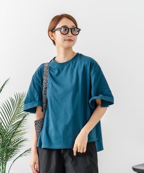 fort point(フォーポイント)の「【C-FORTPOINT/フォートポイント】【ベルスリーブで魅せる、大人のこなれTシャツ。】ベルスリーブ オーバーサイズTシャツ 綿100% 華奢見え ゆったり 二の腕カバー(Tシャツ/カットソー・レディース・ブラック/ブルー/グリーン/オフホワイト・FREE)」の16枚目の写真