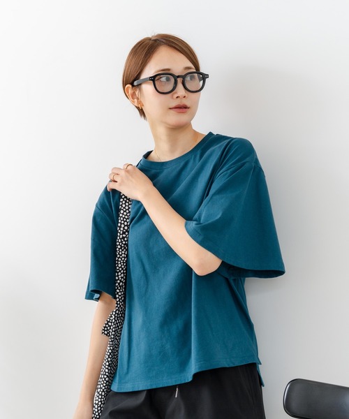 fort point(フォーポイント)の「【C-FORTPOINT/フォートポイント】【ベルスリーブで魅せる、大人のこなれTシャツ。】ベルスリーブ オーバーサイズTシャツ 綿100% 華奢見え ゆったり 二の腕カバー(Tシャツ/カットソー・レディース・ブラック/ブルー/グリーン/オフホワイト・FREE)」の20枚目の写真