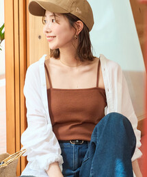 限定展開　メランジ テレコ カップ付き ベアキャミ