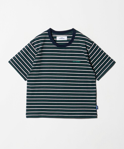 NICE WEATHER(ナイスウェザー)の「<NICE WEATHER>ウィメンズ ボーダー ショートスリーブ Tシャツ(Tシャツ/カットソー・レディース・ライラック/ネイビー・S/M)」の2枚目の写真