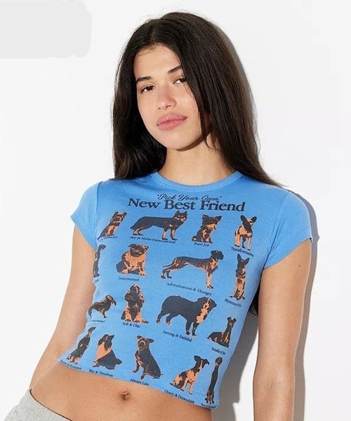 AsheKsha（アシクシャ）の「犬柄クロップドTシャツ（Tシャツ/カットソー・レディース・ブルー・M）」の14枚目の写真