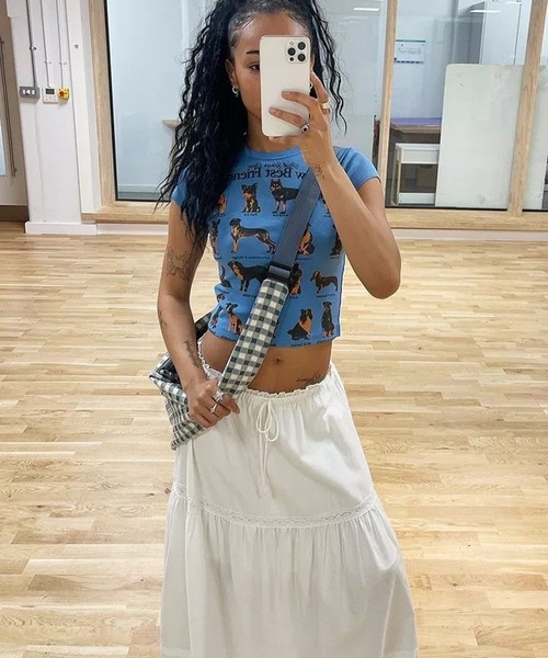 AsheKsha（アシクシャ）の「犬柄クロップドTシャツ（Tシャツ/カットソー・レディース・ブルー・M）」の15枚目の写真