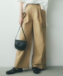 IEDIT 撥水(はっすい)加工がうれしいコットン混ワークデザインワイドパンツ