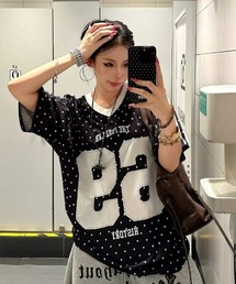 ドット柄ナンバリングオーバースポーツ T シャツ
