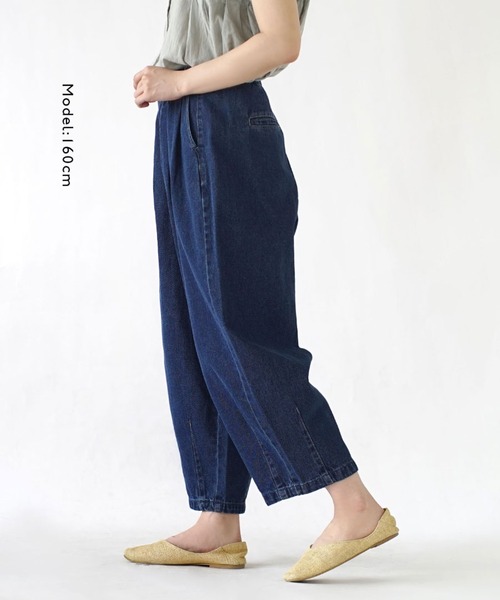 zootie（ズーティー）の「デニム サーカスパンツ［丈短め］（デニムパンツ・レディース・インディゴブルー/ブルー・S/M/L/LL）」の4枚目の写真