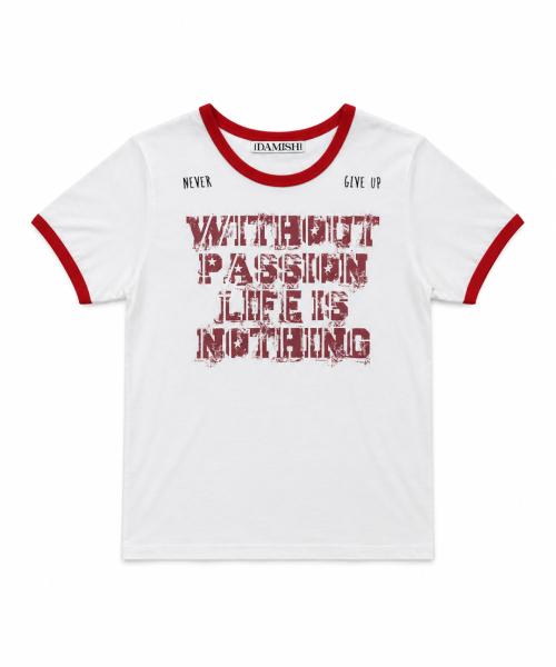 DAMISH(ダミシュ)の「ヴィンテージレタリングリンガーTシャツ_レッド(Tシャツ/カットソー・レディース・レッド・1/2)」の2枚目の写真