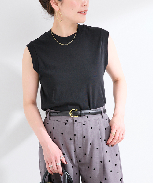 B.C STOCK(ベーセーストック)の「ウォッシャブル / ハイツイストコットンタンクトップ(Tシャツ/カットソー・レディース・ブラック/ボルドー/アイボリー・FREE)」の1枚目の写真