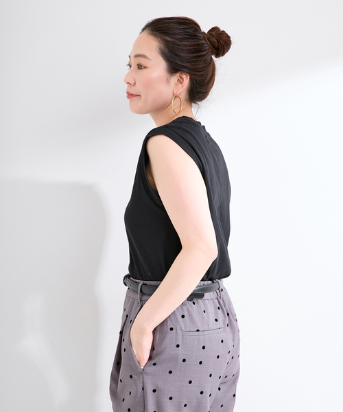 B.C STOCK(ベーセーストック)の「ウォッシャブル / ハイツイストコットンタンクトップ(Tシャツ/カットソー・レディース・ブラック/ボルドー/アイボリー・FREE)」の8枚目の写真