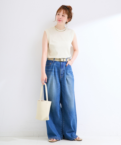 B.C STOCK(ベーセーストック)の「ウォッシャブル / ハイツイストコットンタンクトップ(Tシャツ/カットソー・レディース・ブラック/ボルドー/アイボリー・FREE)」の11枚目の写真