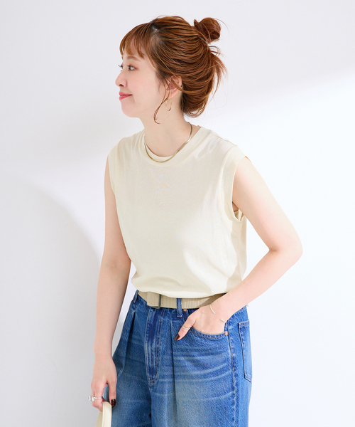 B.C STOCK(ベーセーストック)の「ウォッシャブル / ハイツイストコットンタンクトップ(Tシャツ/カットソー・レディース・ブラック/ボルドー/アイボリー・FREE)」の15枚目の写真