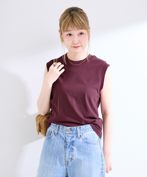 B.C STOCK(ベーセーストック)の「ウォッシャブル / ハイツイストコットンタンクトップ(Tシャツ/カットソー・レディース・ブラック/ボルドー/アイボリー・FREE)」の21枚目の写真