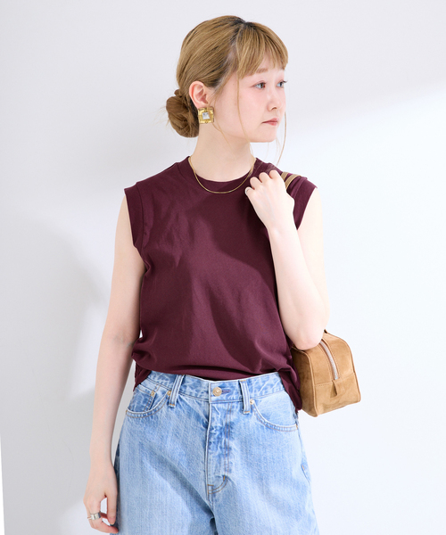 B.C STOCK(ベーセーストック)の「ウォッシャブル / ハイツイストコットンタンクトップ(Tシャツ/カットソー・レディース・ブラック/ボルドー/アイボリー・FREE)」の22枚目の写真