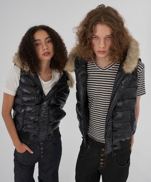 WISH FOR EVER(ウィッシュフォーエバー)の「2WAY N2B DESIGN HOOD VEST/2ウェイN2Bデザインフードベスト(ダウンベスト・メンズ・グリーン/ネイビー/ブラウン/ブラック・LARGE/MEDIUM/SMALL)」の7枚目の写真
