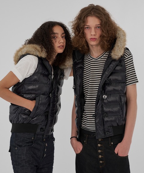 WISH FOR EVER(ウィッシュフォーエバー)の「2WAY N2B DESIGN HOOD VEST/2ウェイN2Bデザインフードベスト(ダウンベスト・メンズ・グリーン/ネイビー/ブラウン/ブラック・LARGE/MEDIUM/SMALL)」の8枚目の写真