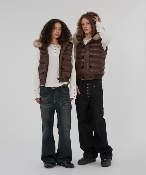 WISH FOR EVER(ウィッシュフォーエバー)の「2WAY N2B DESIGN HOOD VEST/2ウェイN2Bデザインフードベスト(ダウンベスト・メンズ・グリーン/ネイビー/ブラウン/ブラック・LARGE/MEDIUM/SMALL)」の9枚目の写真