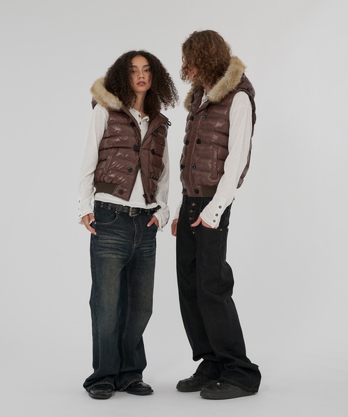 WISH FOR EVER(ウィッシュフォーエバー)の「2WAY N2B DESIGN HOOD VEST/2ウェイN2Bデザインフードベスト(ダウンベスト・メンズ・グリーン/ネイビー/ブラウン/ブラック・LARGE/MEDIUM/SMALL)」の10枚目の写真