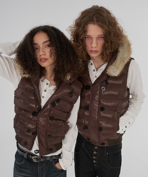 WISH FOR EVER(ウィッシュフォーエバー)の「2WAY N2B DESIGN HOOD VEST/2ウェイN2Bデザインフードベスト(ダウンベスト・メンズ・グリーン/ネイビー/ブラウン/ブラック・LARGE/MEDIUM/SMALL)」の12枚目の写真