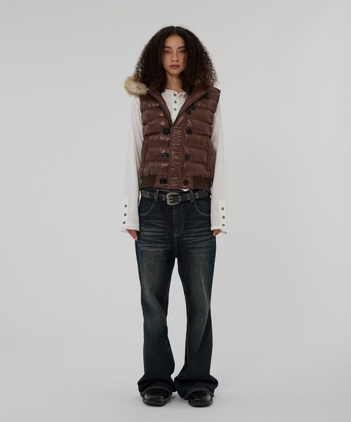 WISH FOR EVER(ウィッシュフォーエバー)の「2WAY N2B DESIGN HOOD VEST/2ウェイN2Bデザインフードベスト(ダウンベスト・メンズ・グリーン/ネイビー/ブラウン/ブラック・LARGE/MEDIUM/SMALL)」の13枚目の写真
