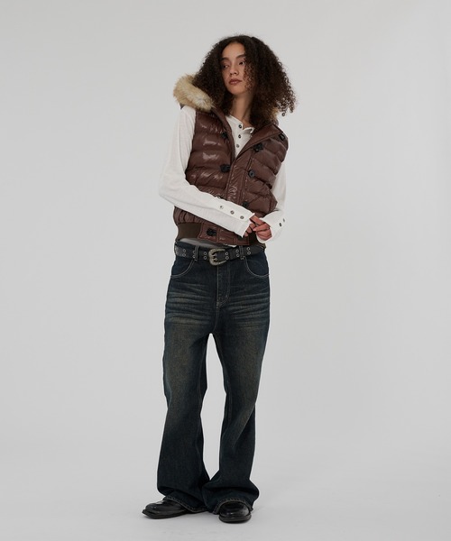 WISH FOR EVER(ウィッシュフォーエバー)の「2WAY N2B DESIGN HOOD VEST/2ウェイN2Bデザインフードベスト(ダウンベスト・メンズ・グリーン/ネイビー/ブラウン/ブラック・LARGE/MEDIUM/SMALL)」の15枚目の写真