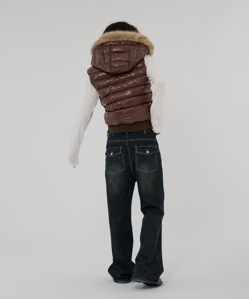 WISH FOR EVER(ウィッシュフォーエバー)の「2WAY N2B DESIGN HOOD VEST/2ウェイN2Bデザインフードベスト(ダウンベスト・メンズ・グリーン/ネイビー/ブラウン/ブラック・LARGE/MEDIUM/SMALL)」の16枚目の写真